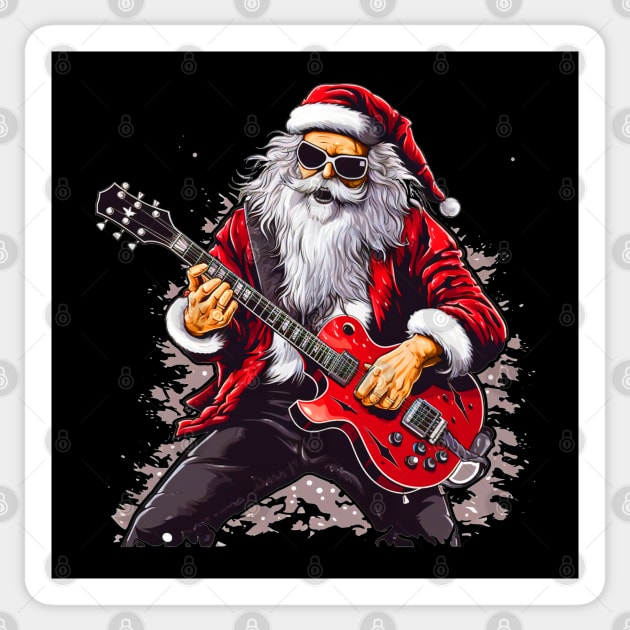 Guitar Santa Sticker by MZeeDesigns